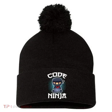 Code Ninja Programmer Coder Computer Programming Coding Pom Pom 12in Knit Beanie