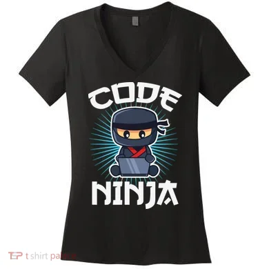 Code Ninja Programmer Coder Computer Programming Coding Women's V-Neck T-Shirt