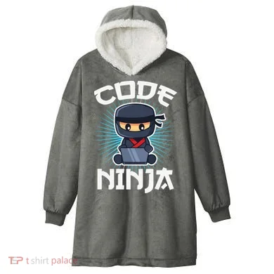 Code Ninja Programmer Coder Computer Programming Coding Hooded Wearable Blanket