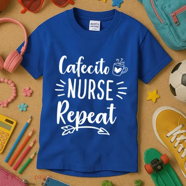 Cafecito Nurse Repeat Nurses Need Coffee Gift Kids T-Shirt
