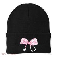 Coquette Nurse Stethoscope Bow Nurse Appreciation Gift Beanie thumb 0