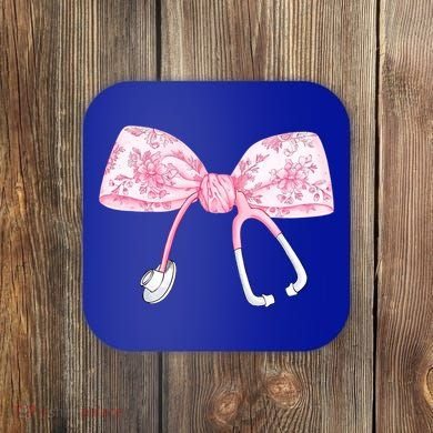 Coquette Nurse Stethoscope Bow Nurse Appreciation Gift Coaster
