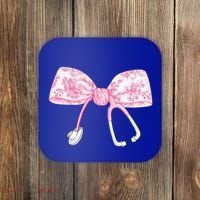 Coquette Nurse Stethoscope Bow Nurse Appreciation Gift Coaster thumb 0