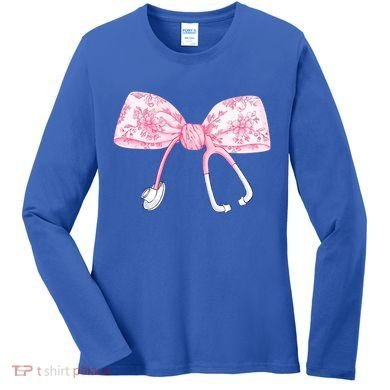 Coquette Nurse Stethoscope Bow Nurse Appreciation Gift Women's Long Sleeve Shirt