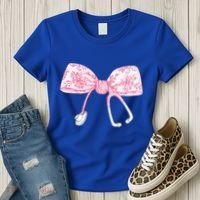 Coquette Nurse Stethoscope Bow Nurse Appreciation Gift Women's T-Shirt thumb 3