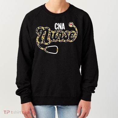 Cna Nurse Stethoscope Leopard Certified Nursing Assistant Funny Gift Women's Sweatshirt