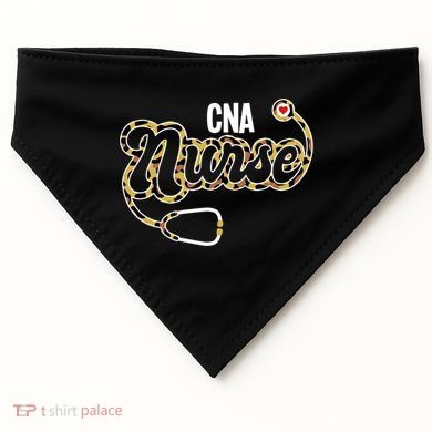 Cna Nurse Stethoscope Leopard Certified Nursing Assistant Funny Gift USA-Made Doggie Bandana
