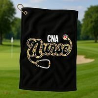 Cna Nurse Stethoscope Leopard Certified Nursing Assistant Funny Gift Golf Towel thumb 1