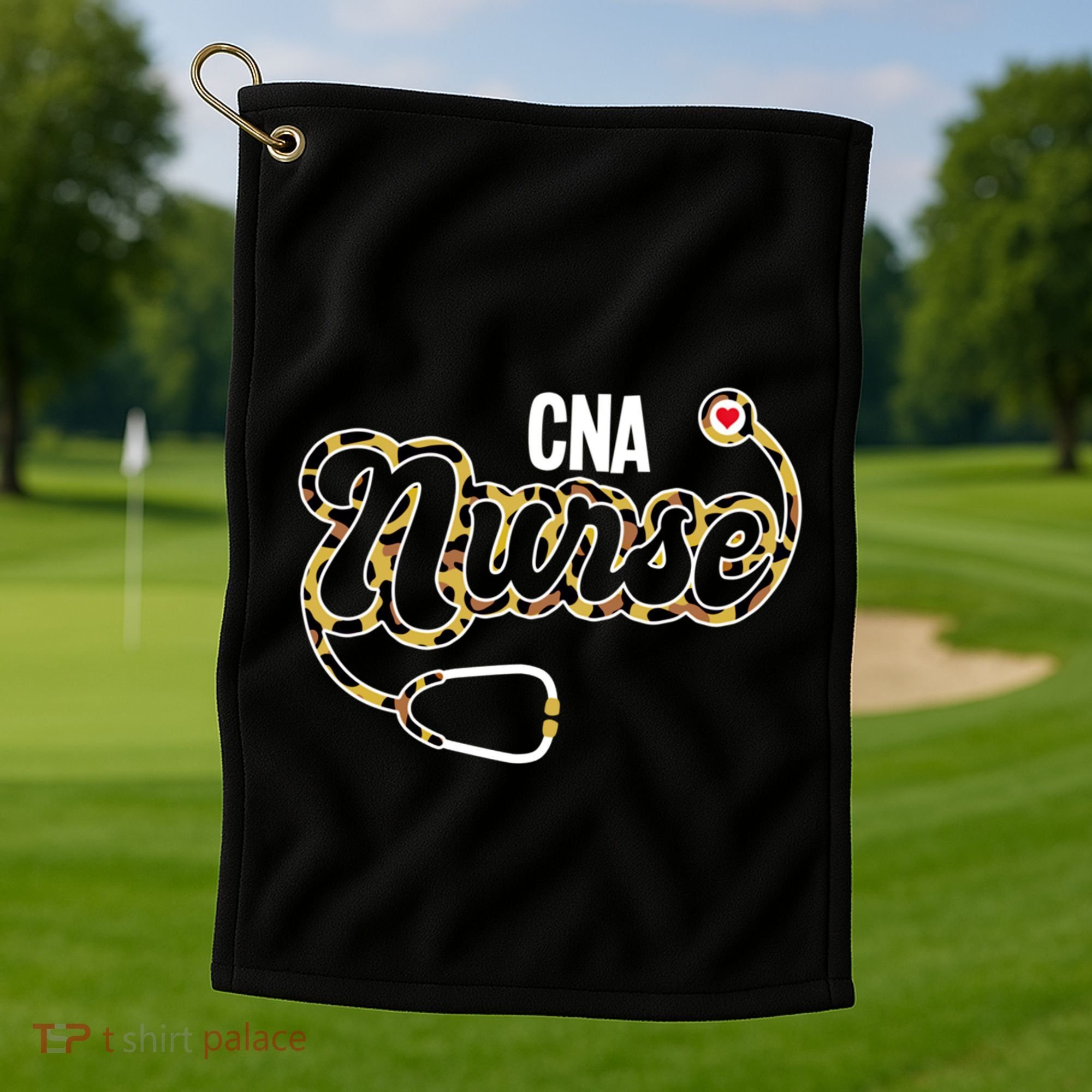 Cna Nurse Stethoscope Leopard Certified Nursing Assistant Funny Gift Golf Towel