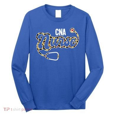 Cna Nurse Stethoscope Leopard Certified Nursing Assistant Funny Gift Long Sleeve Shirt