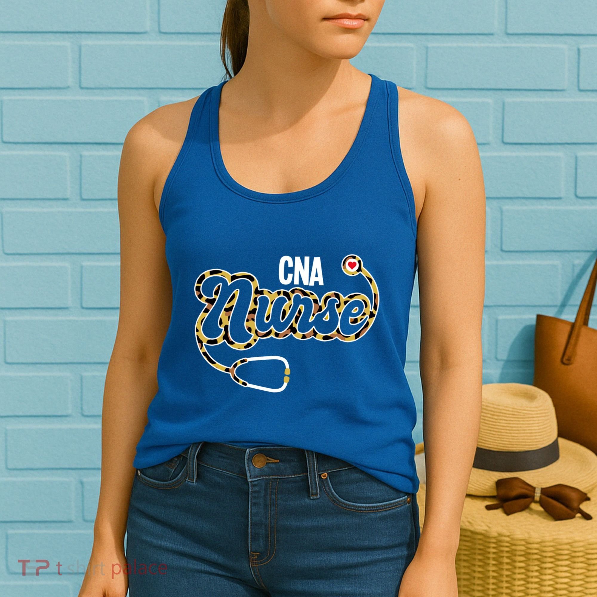 Cna Nurse Stethoscope Leopard Certified Nursing Assistant Funny Gift Women's Tank Top