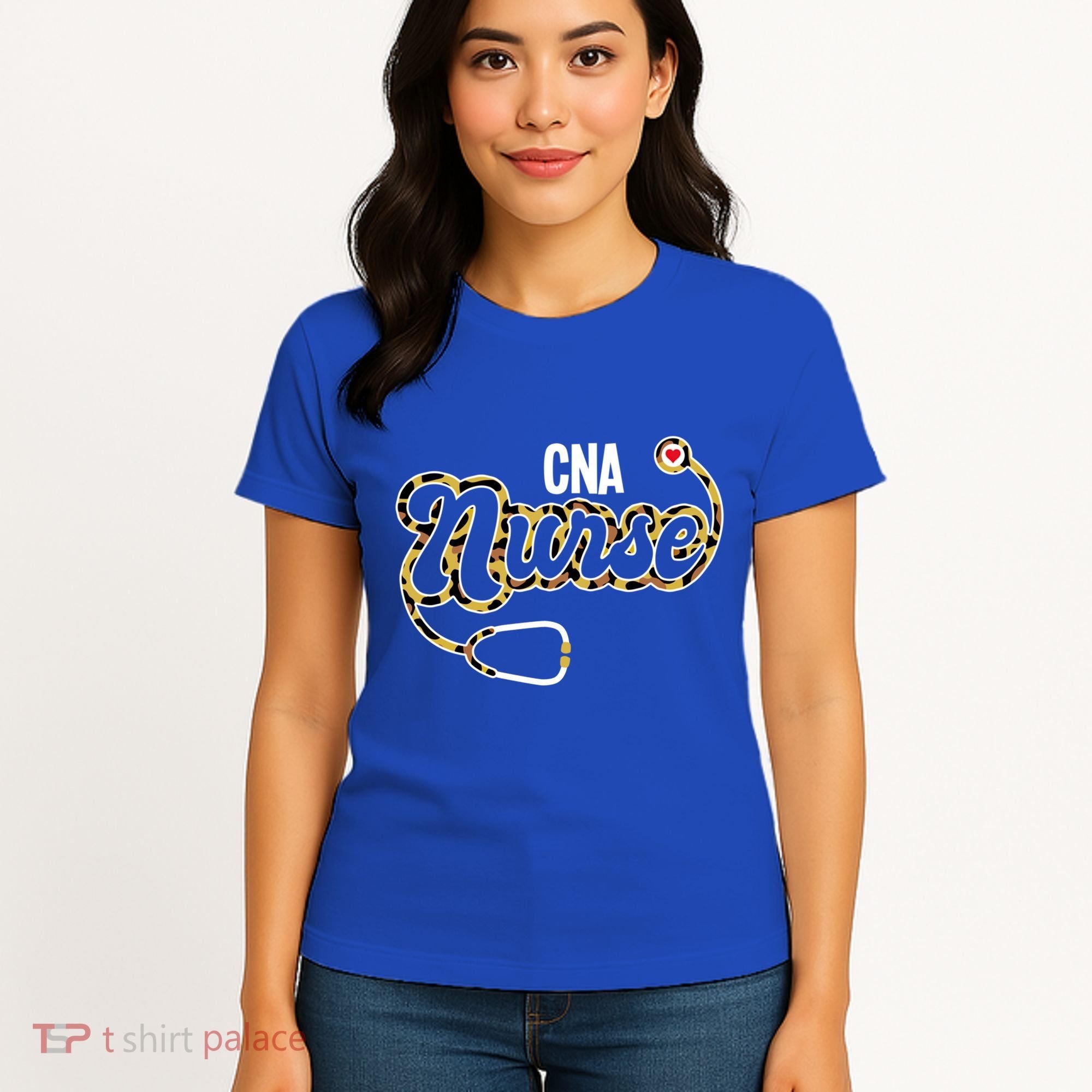 Cna Nurse Stethoscope Leopard Certified Nursing Assistant Funny Gift Women's T-Shirt