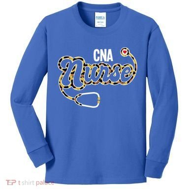 Cna Nurse Stethoscope Leopard Certified Nursing Assistant Funny Gift Kids Long Sleeve Shirt