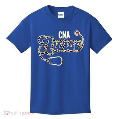 Cna Nurse Stethoscope Leopard Certified Nursing Assistant Funny Gift Kids T-Shirt