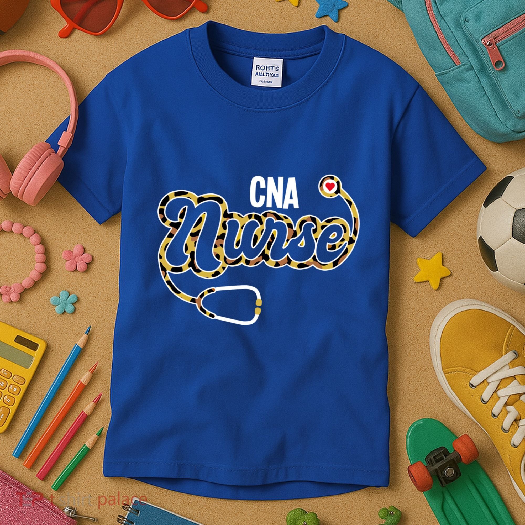 Cna Nurse Stethoscope Leopard Certified Nursing Assistant Funny Gift Kids T-Shirt