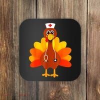 Cute Nurse Thanksgiving Turkey Coaster thumb 0