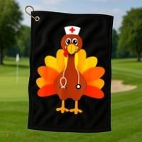 Cute Nurse Thanksgiving Turkey Golf Towel thumb 1