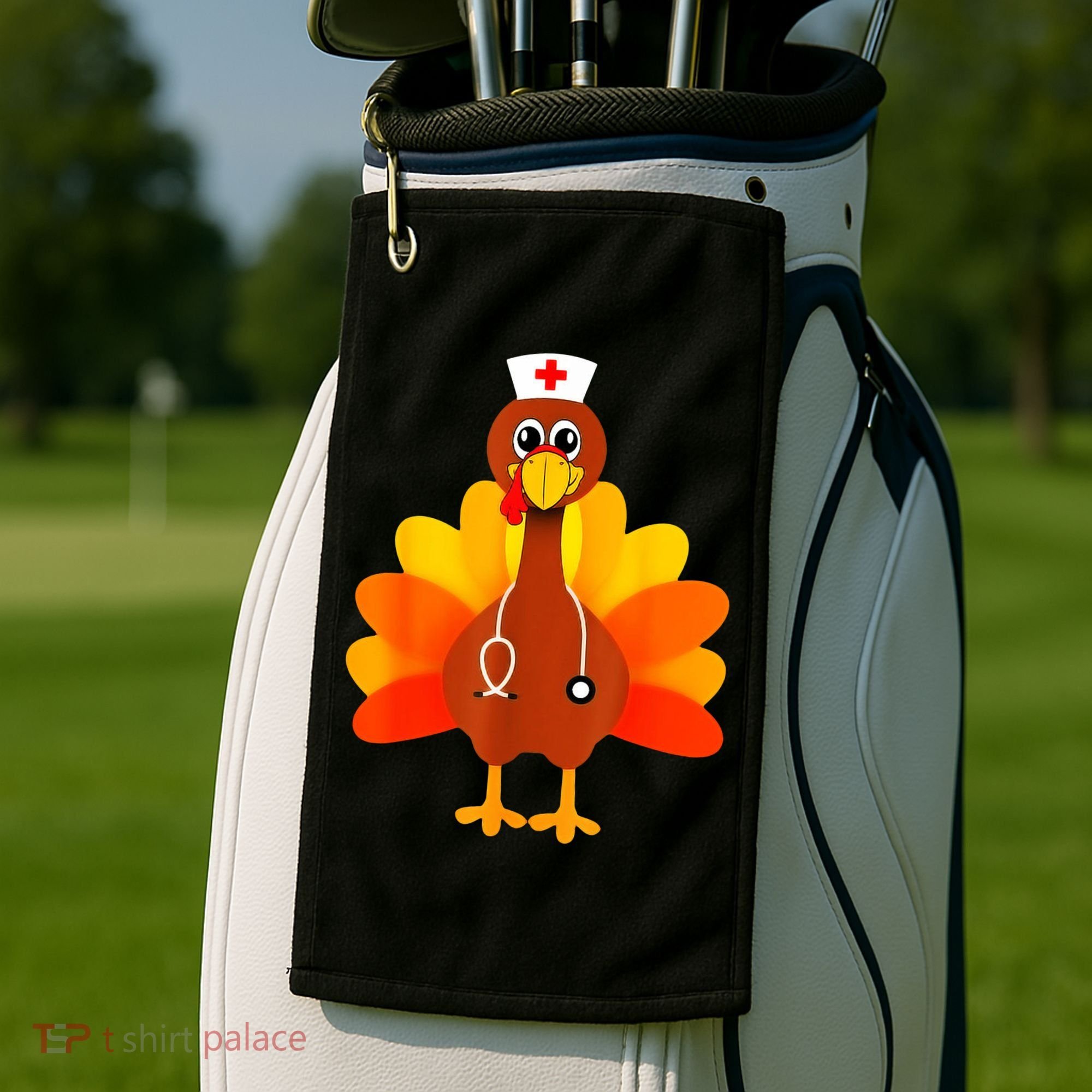 Cute Nurse Thanksgiving Turkey Golf Towel