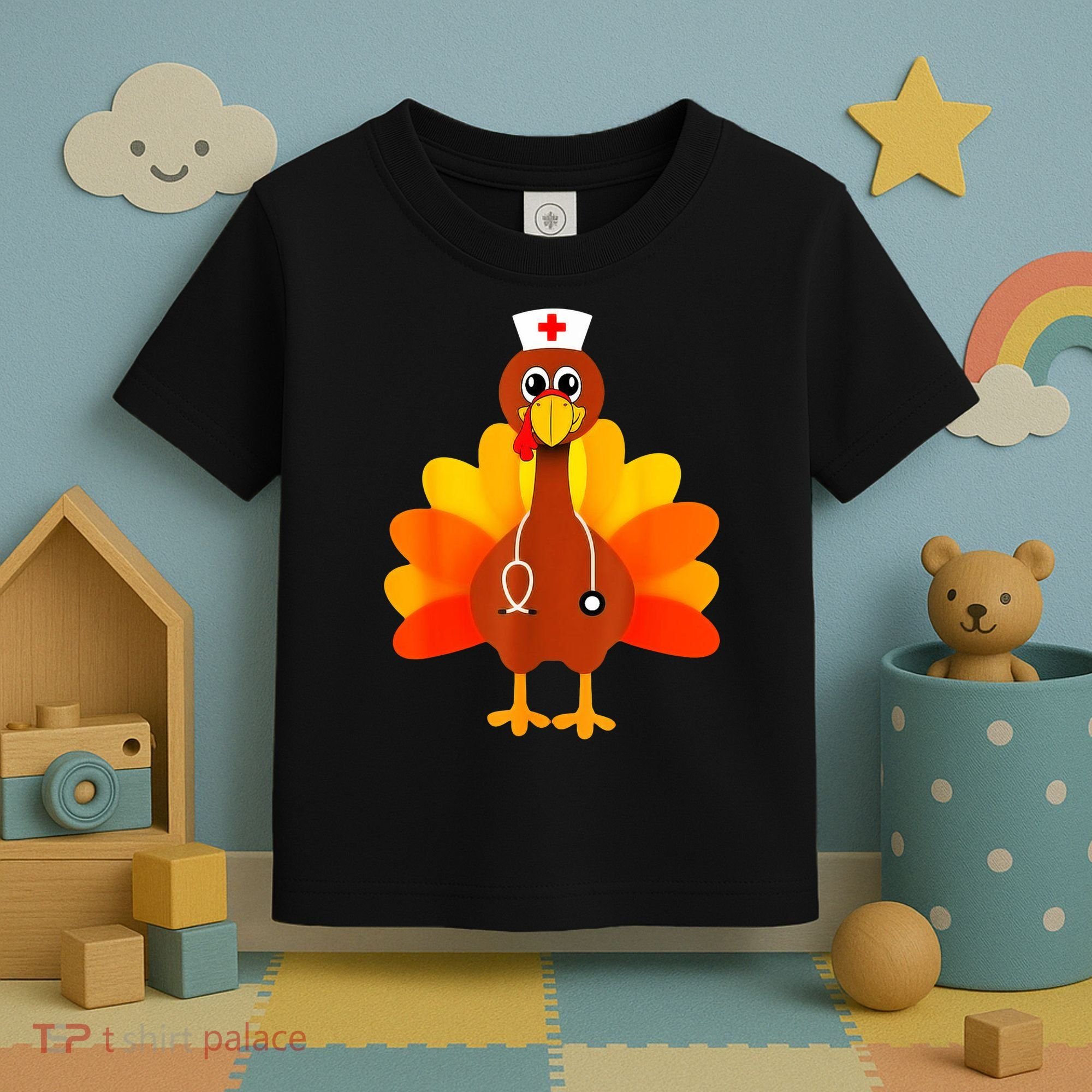 Cute Nurse Thanksgiving Turkey Toddler T-Shirt
