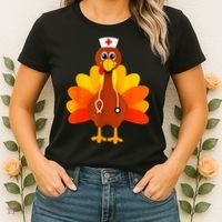 Cute Nurse Thanksgiving Turkey Women's T-Shirt thumb 2