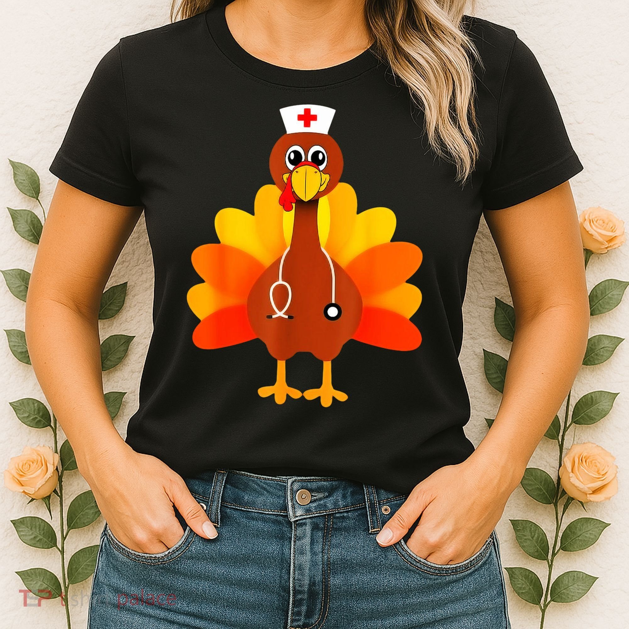 Cute Nurse Thanksgiving Turkey Women's T-Shirt