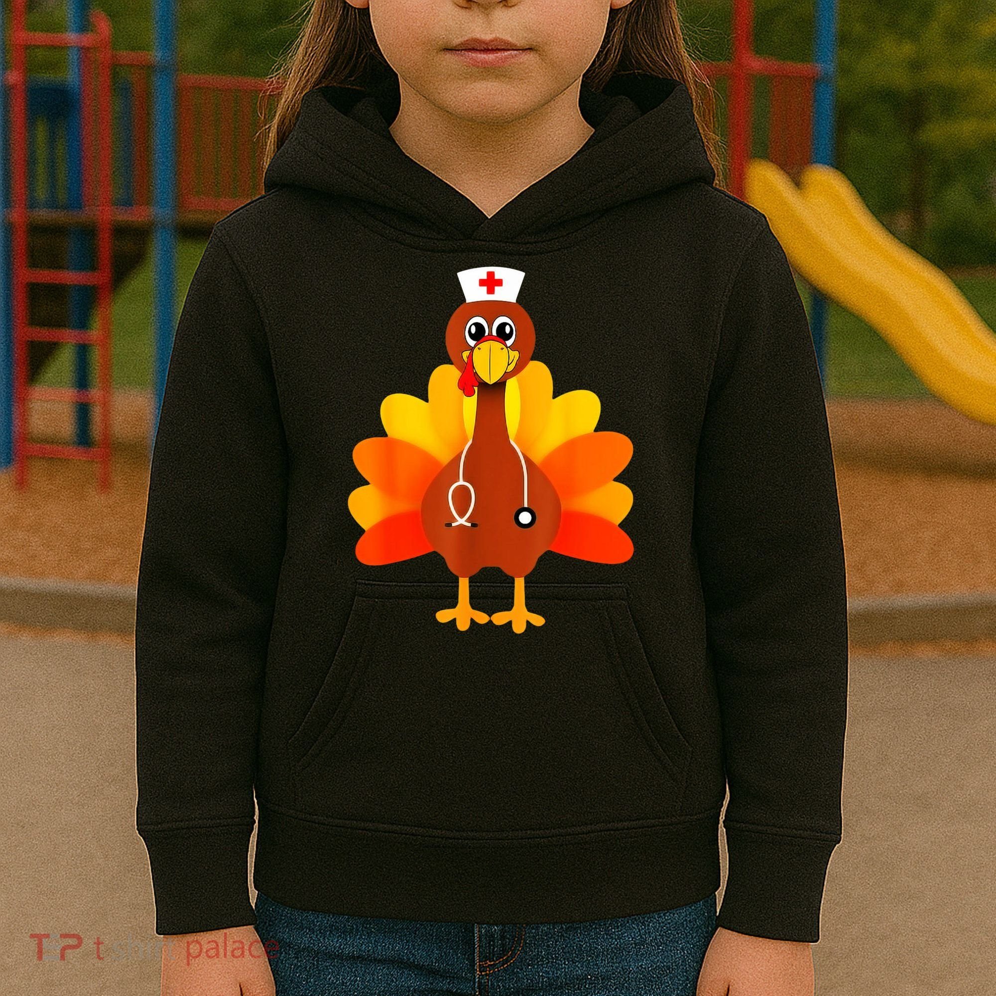Cute Nurse Thanksgiving Turkey Kids Hoodie