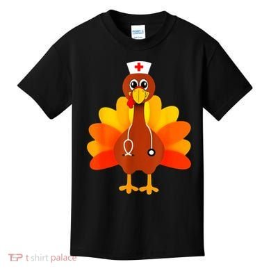 Cute Nurse Thanksgiving Turkey Kids T-Shirt