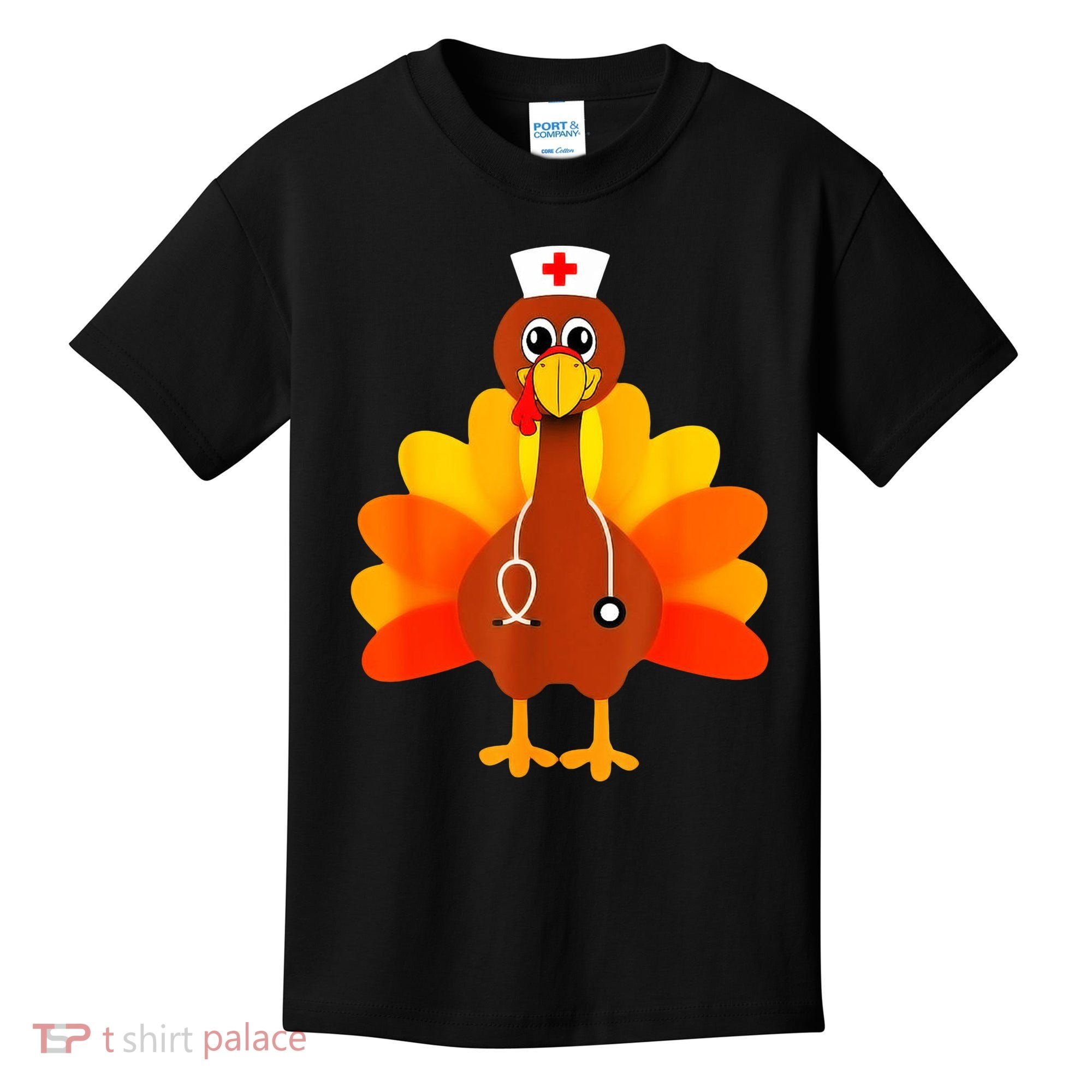 Cute Nurse Thanksgiving Turkey Kids T-Shirt