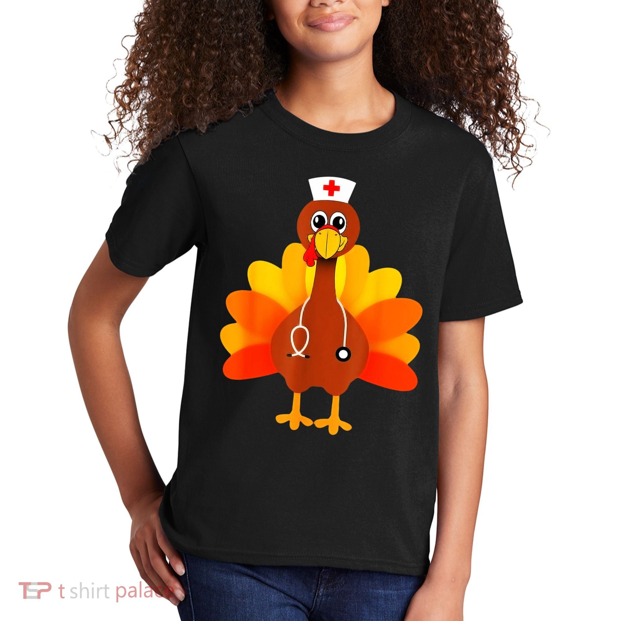 Cute Nurse Thanksgiving Turkey Kids T-Shirt