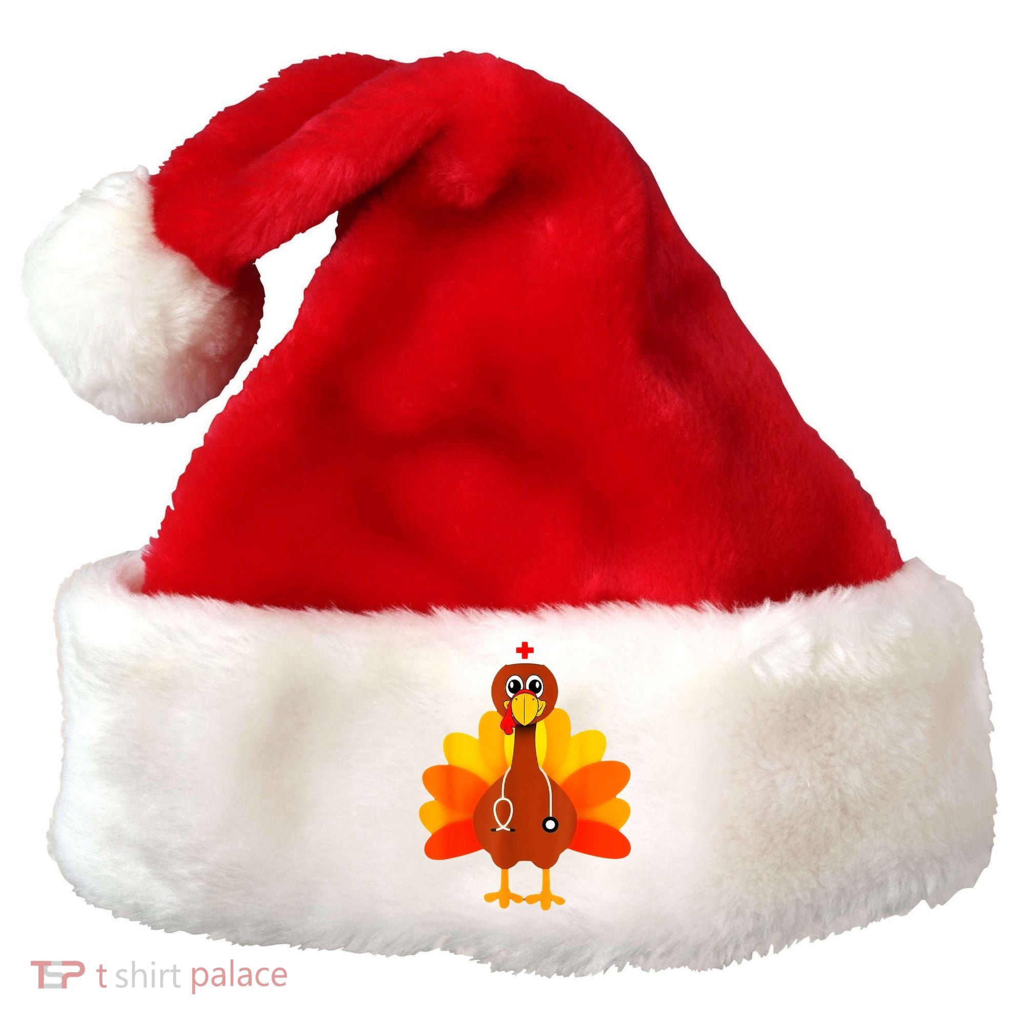 Cute Nurse Thanksgiving Turkey Santa Hat