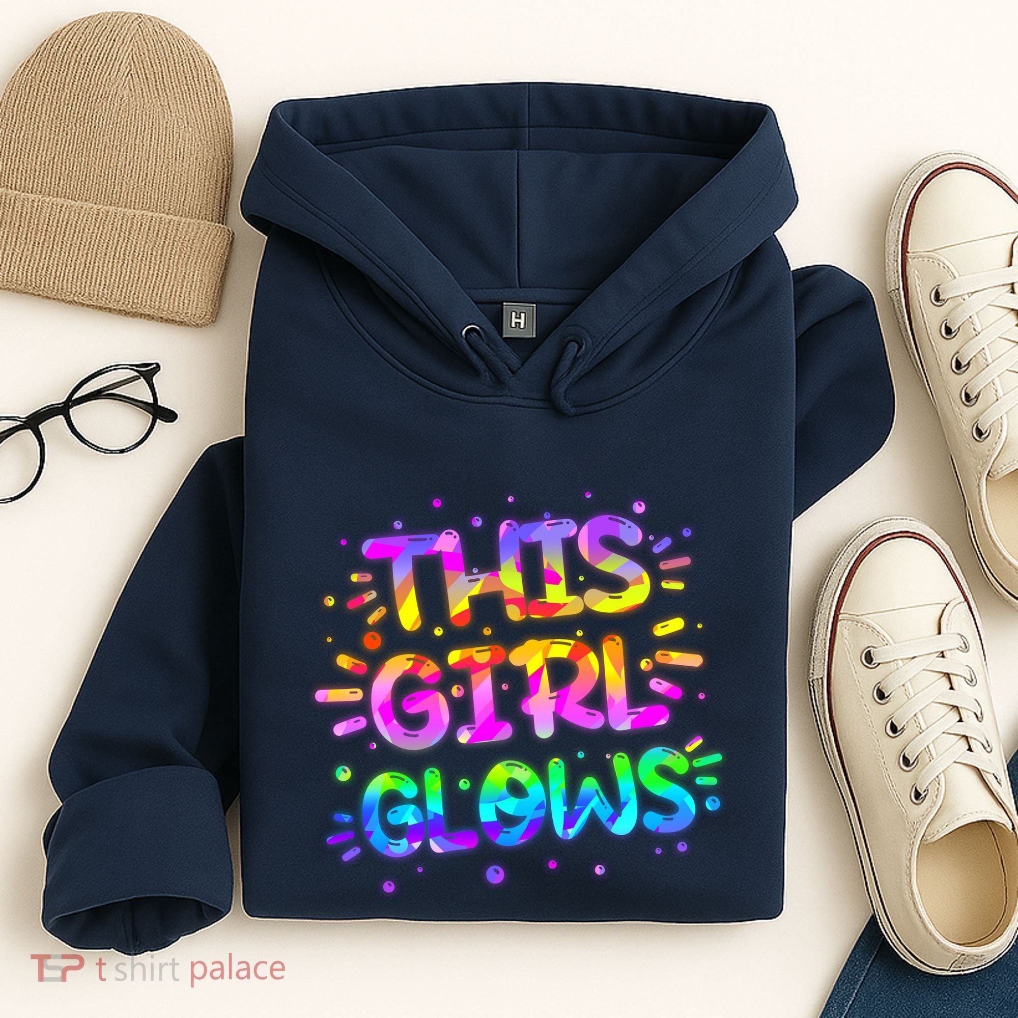 Cute Neon This Girl Glows Hoodie