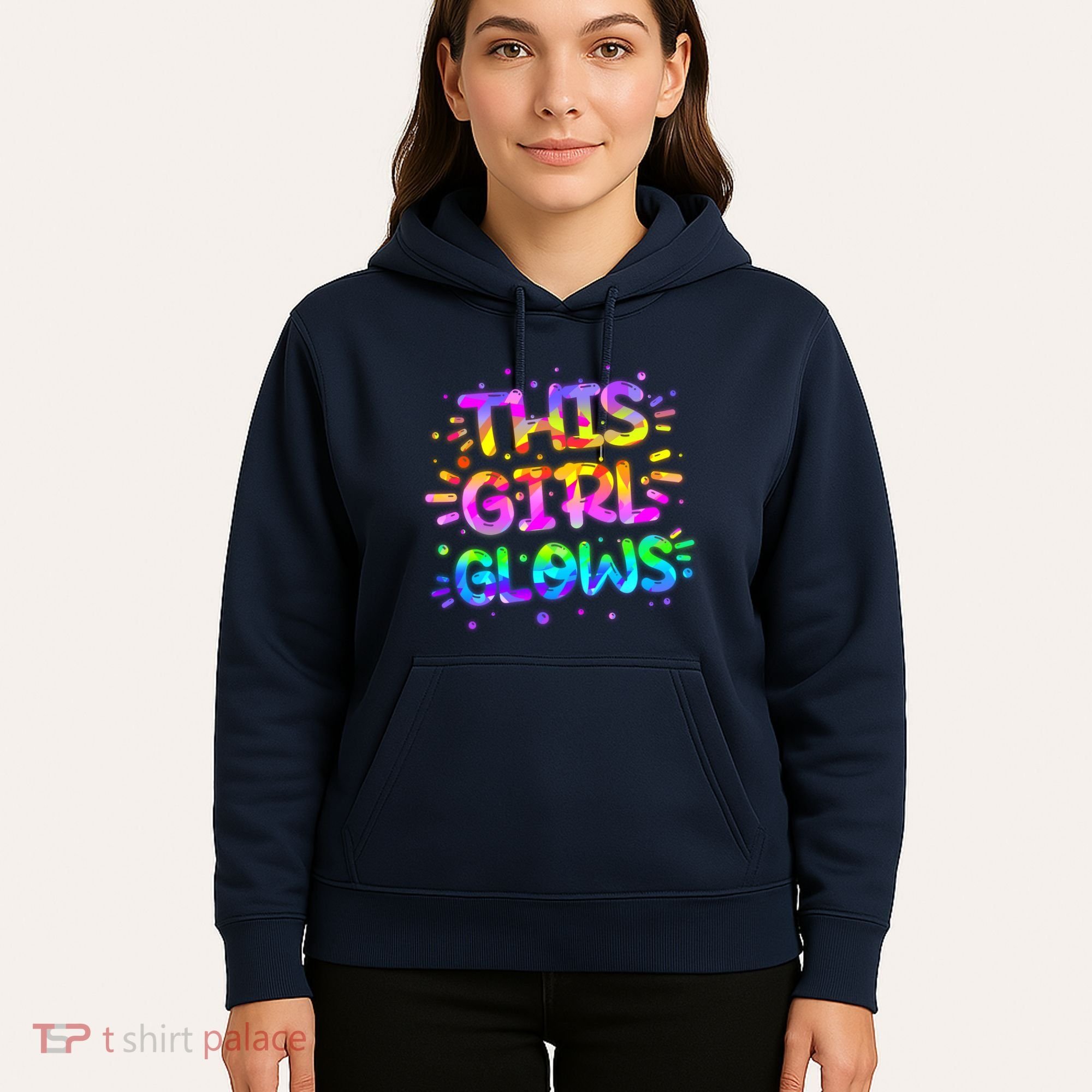 Cute Neon This Girl Glows Hoodie