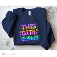 Cute Neon This Girl Glows Sweatshirt thumb 2
