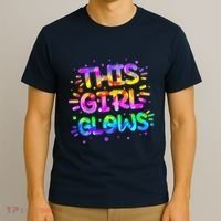 Cute Neon This Girl Glows T-Shirt thumb 3