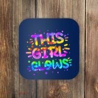 Cute Neon This Girl Glows Coaster thumb 0