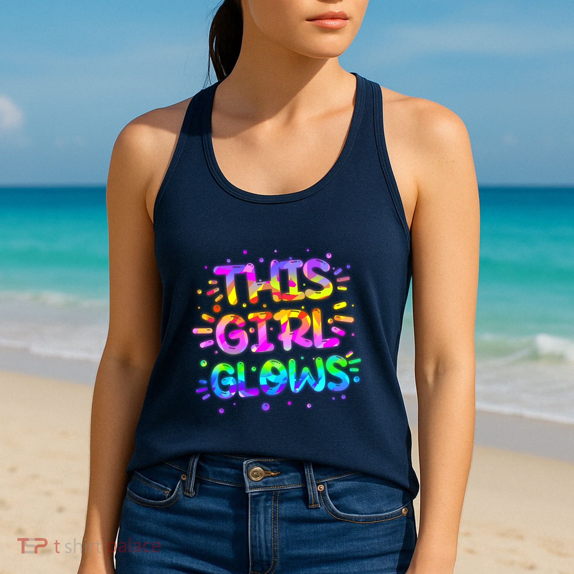 Cute Neon This Girl Glows Women's Tank Top