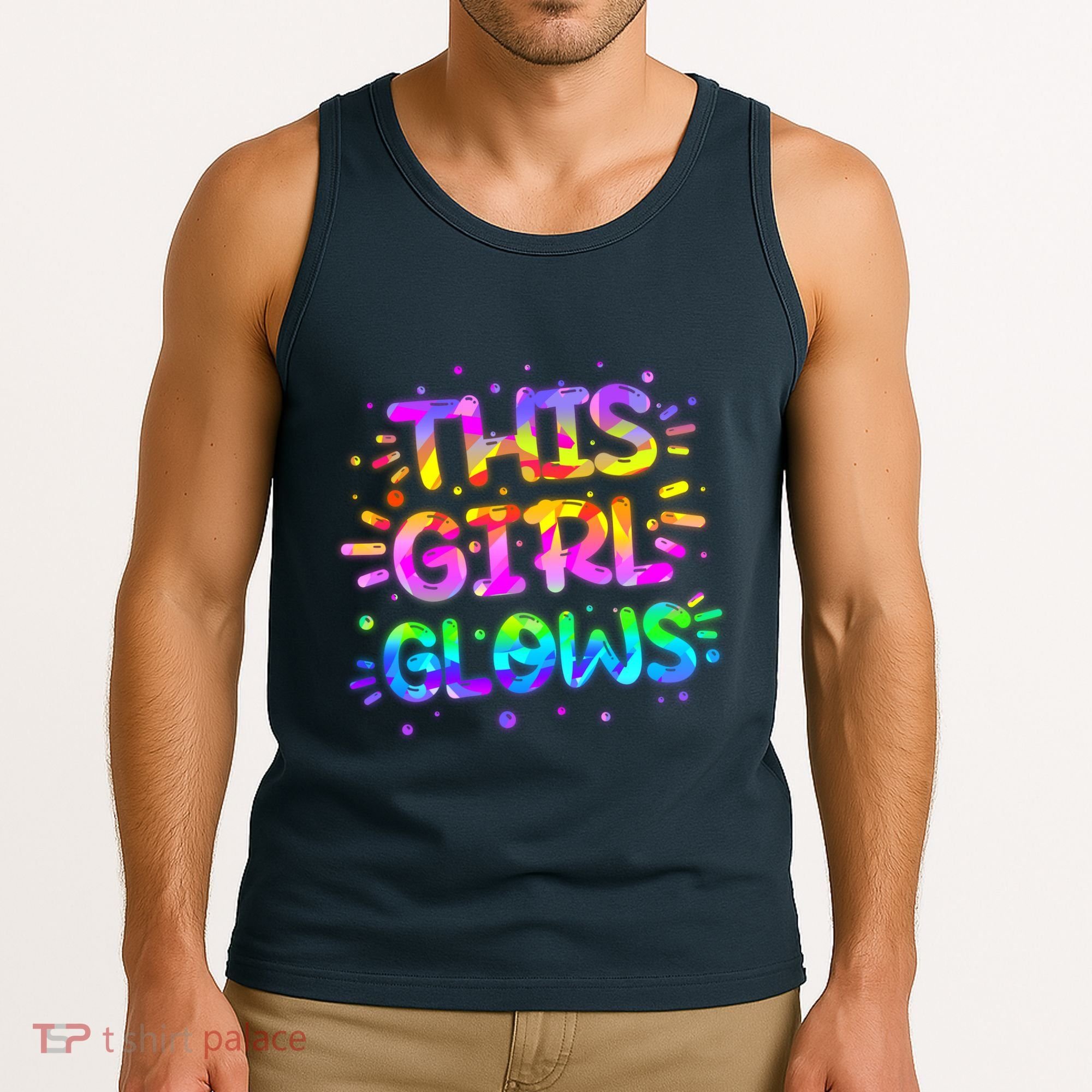 Cute Neon This Girl Glows Tank Top