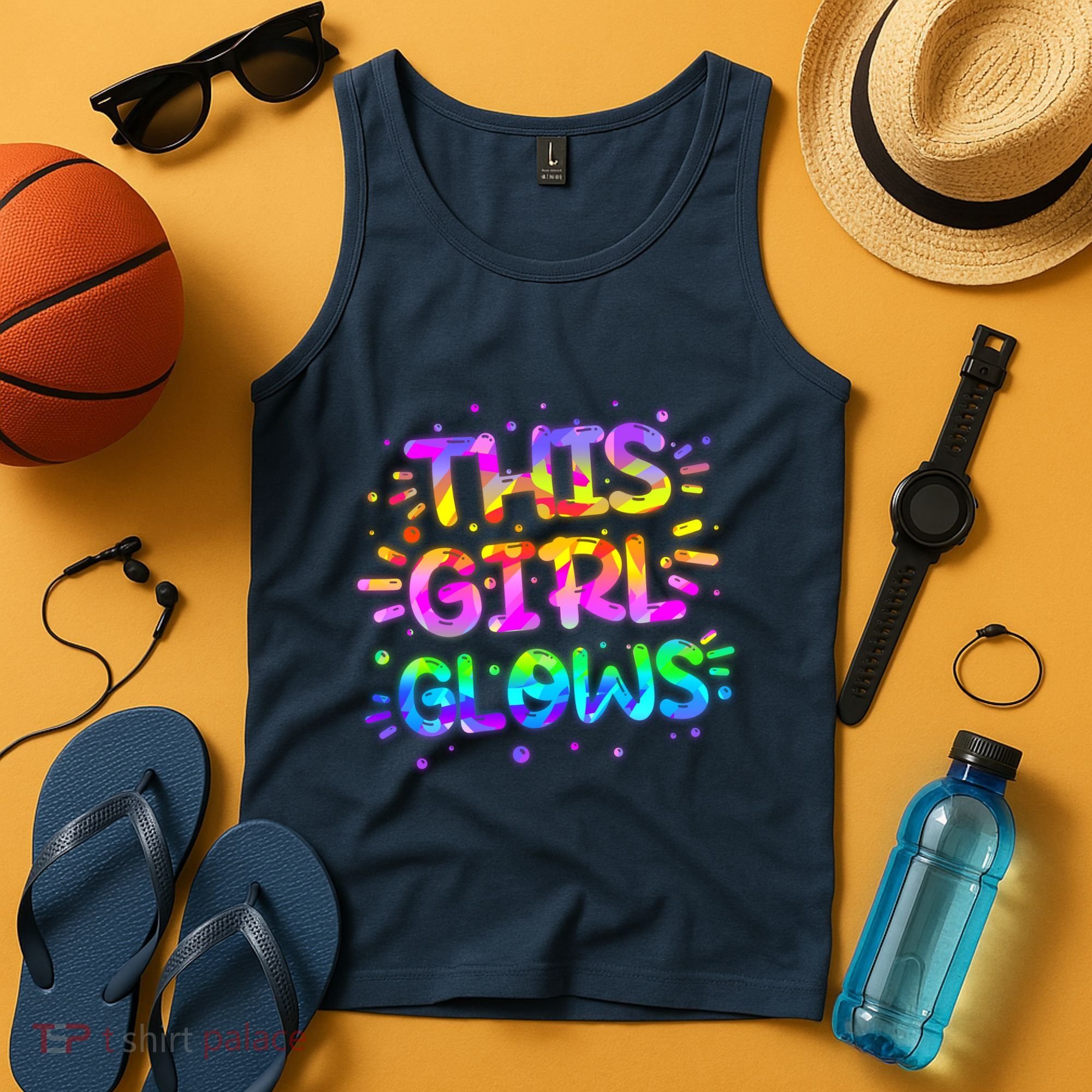 Cute Neon This Girl Glows Tank Top
