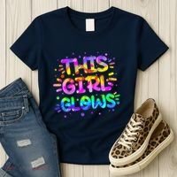 Cute Neon This Girl Glows Women's T-Shirt thumb 3