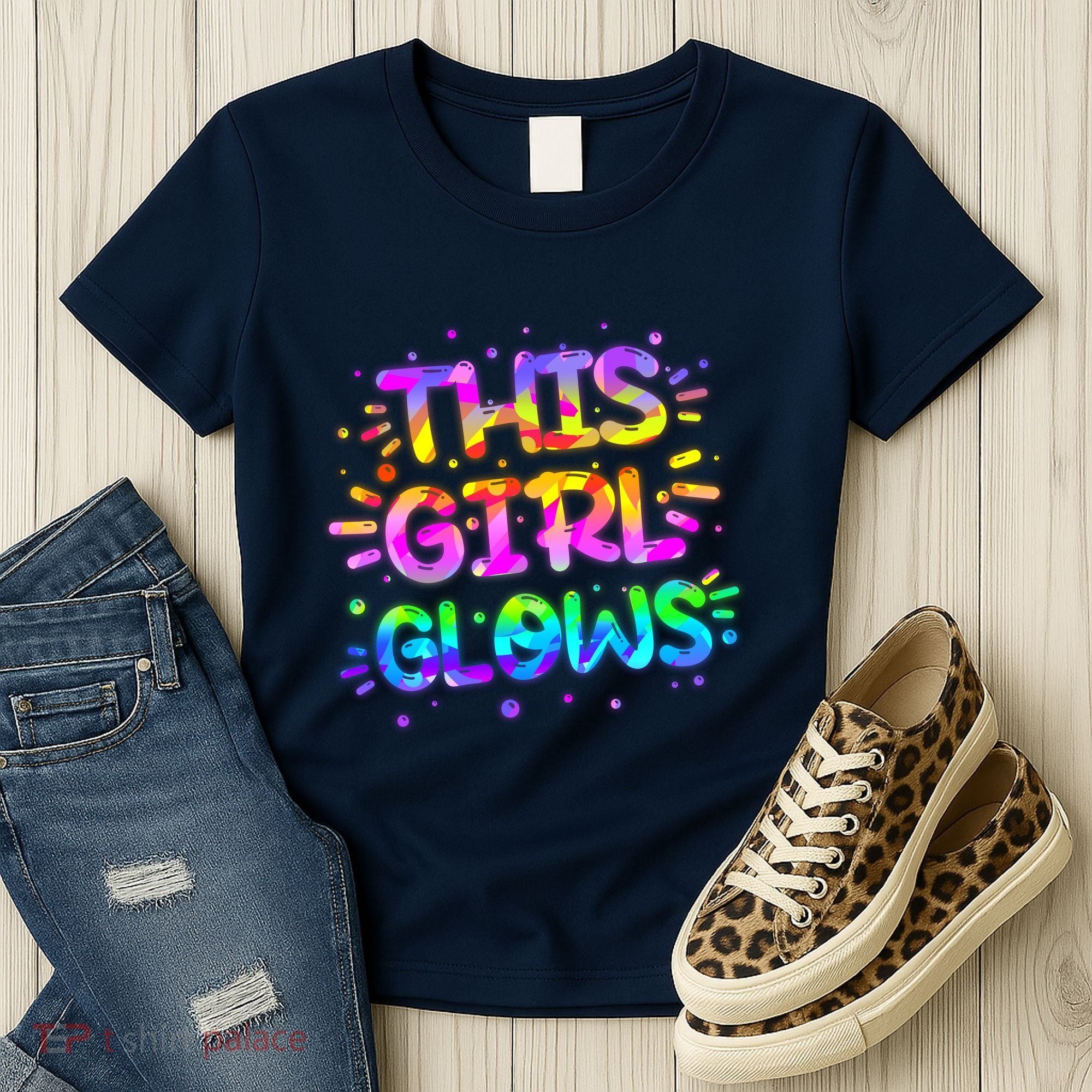 Cute Neon This Girl Glows Women's T-Shirt
