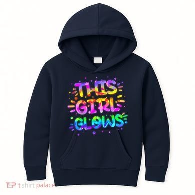 Cute Neon This Girl Glows Kids Hoodie