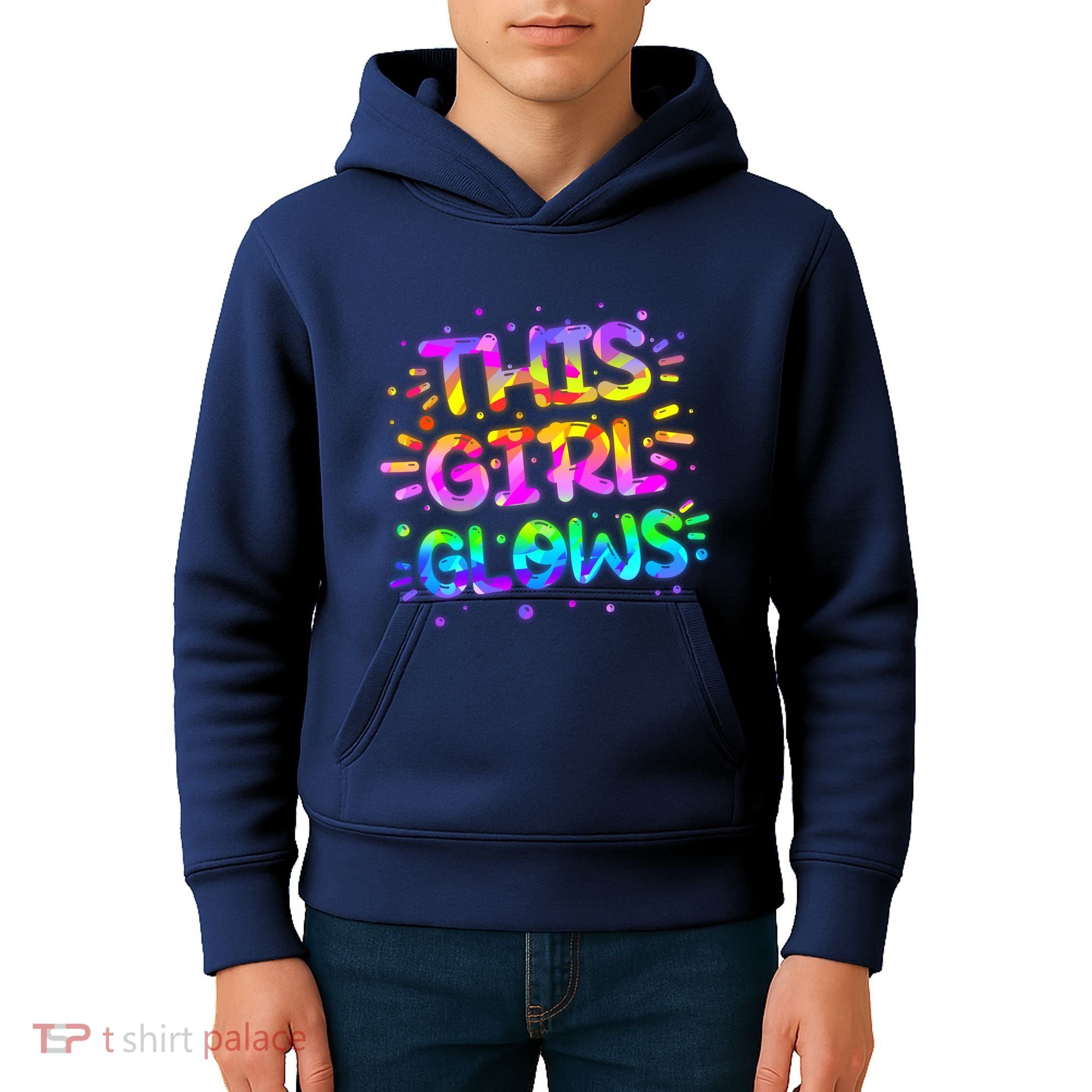 Cute Neon This Girl Glows Kids Hoodie