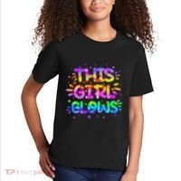 Cute Neon This Girl Glows Kids T-Shirt thumb 2
