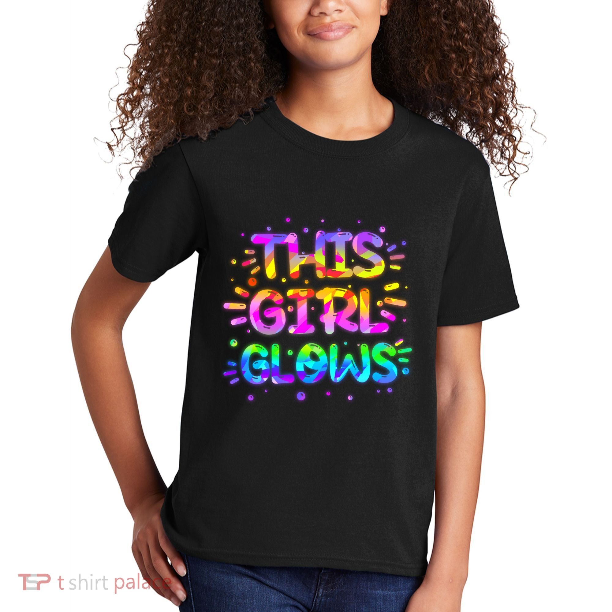 Cute Neon This Girl Glows Kids T-Shirt