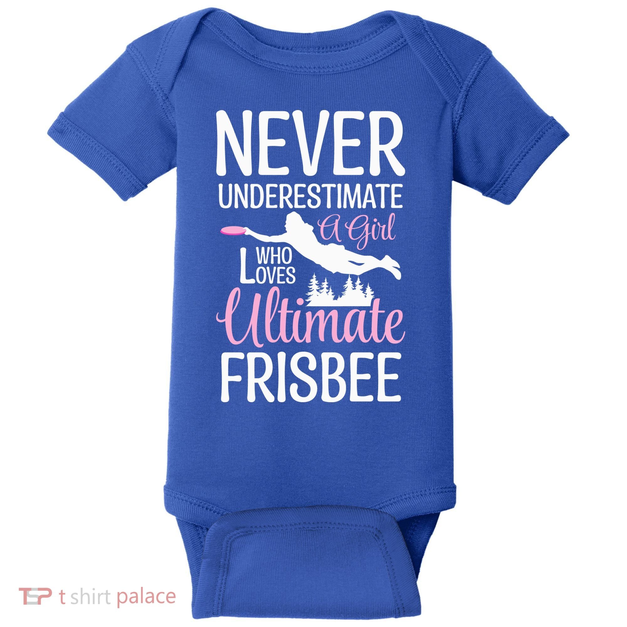 Cute Never Underestimate A Who Loves Ultimate Frisbee Gift Baby Bodysuit