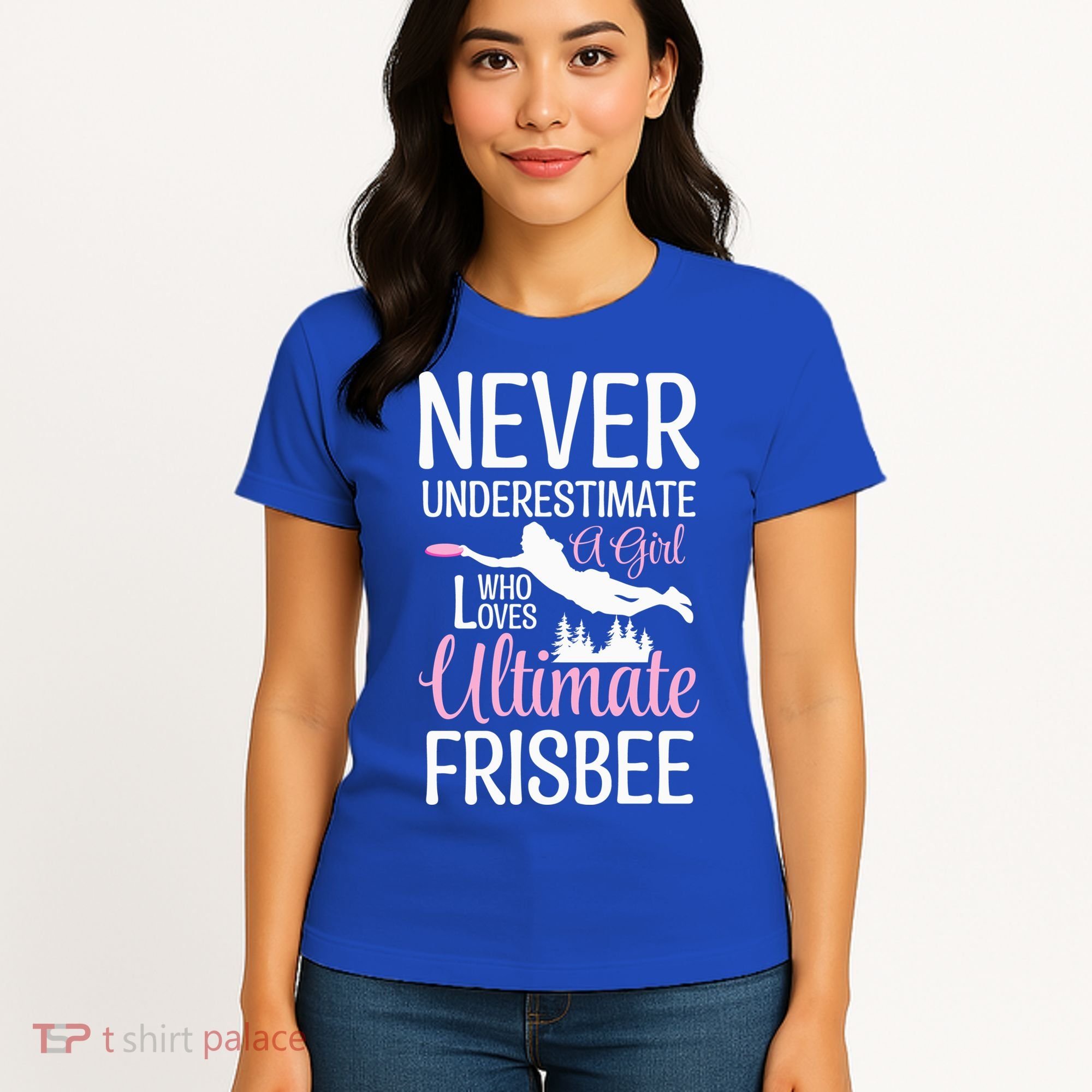 Cute Never Underestimate A Who Loves Ultimate Frisbee Gift Women's T-Shirt
