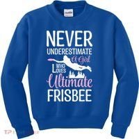 Cute Never Underestimate A Who Loves Ultimate Frisbee Gift Kids Sweatshirt thumb 0
