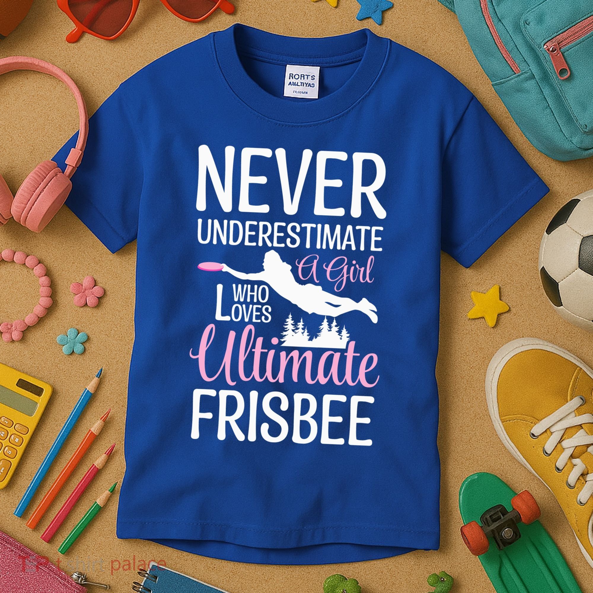 Cute Never Underestimate A Who Loves Ultimate Frisbee Gift Kids T-Shirt