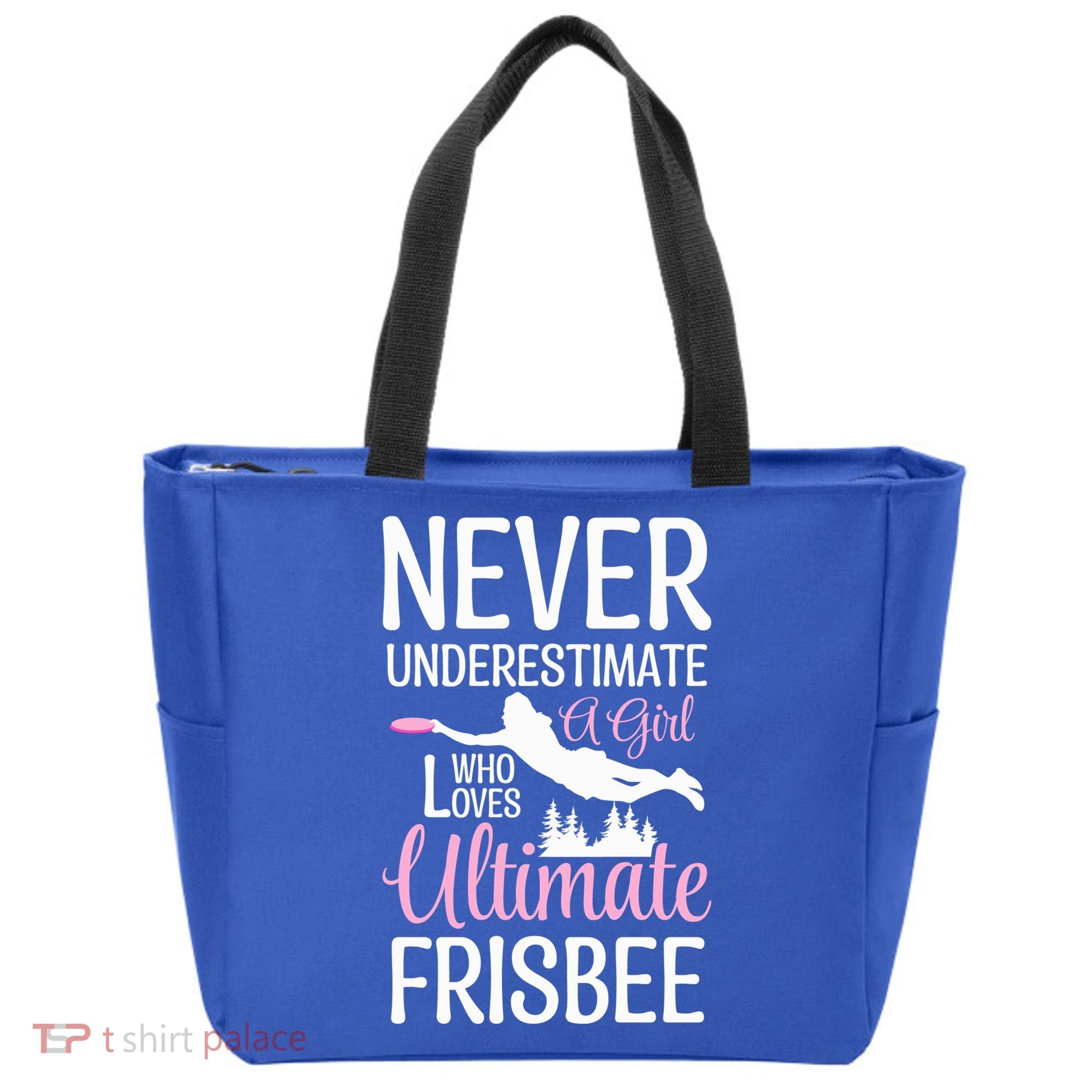 Cute Never Underestimate A Who Loves Ultimate Frisbee Gift Tote Bag