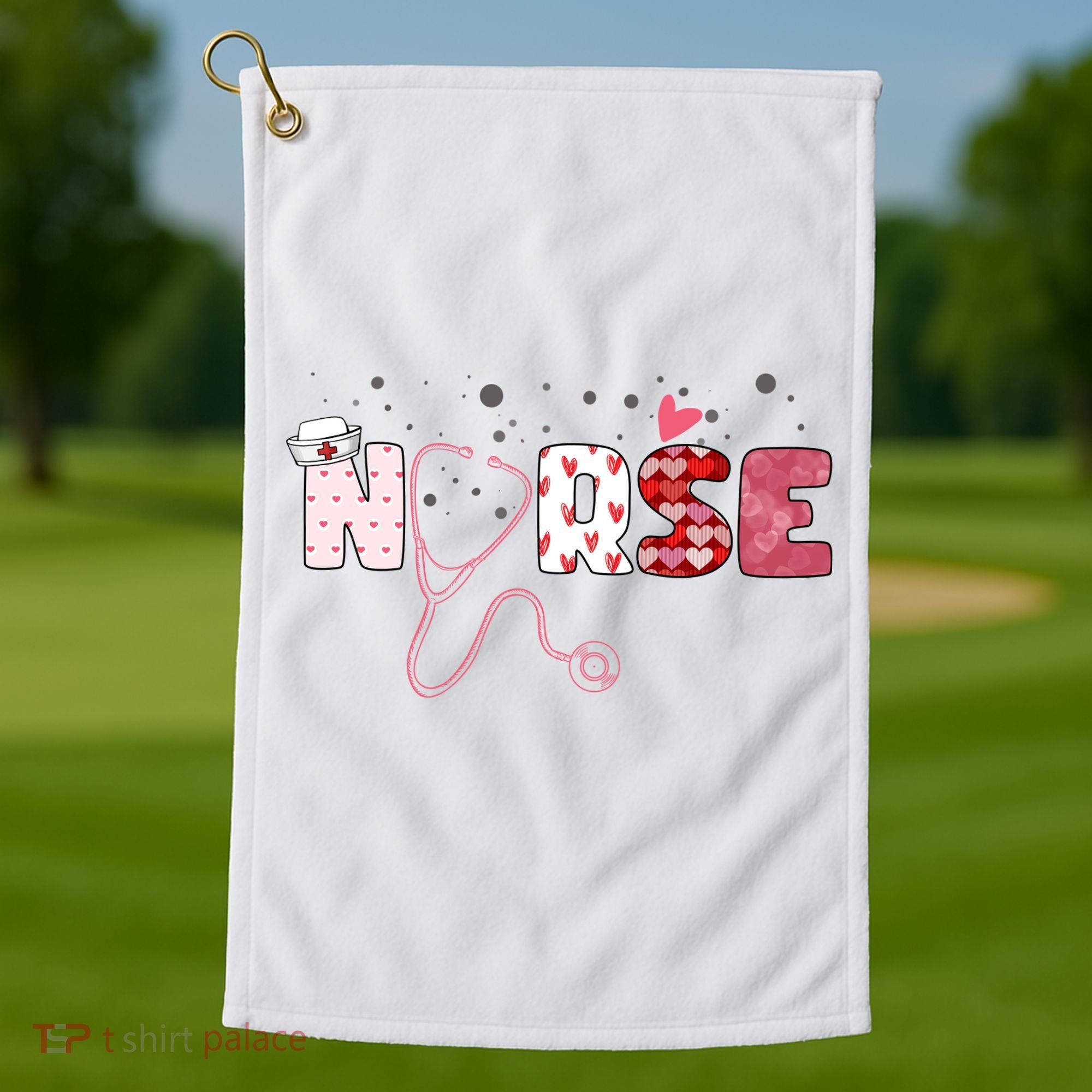 Cute Nurse Valentines Day Gift Golf Towel